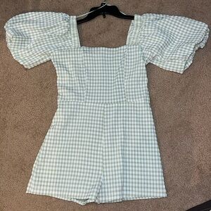 Altar’d State Green Gingham Romper- NWOT